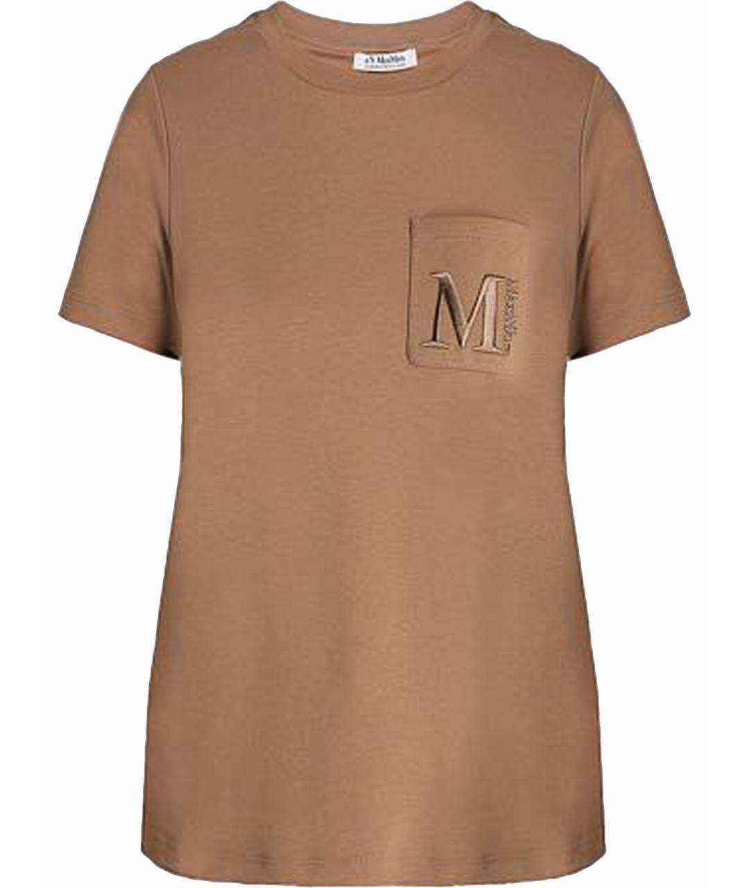 'S MAX MARA Коричневая хлопковая футболка, фото 1