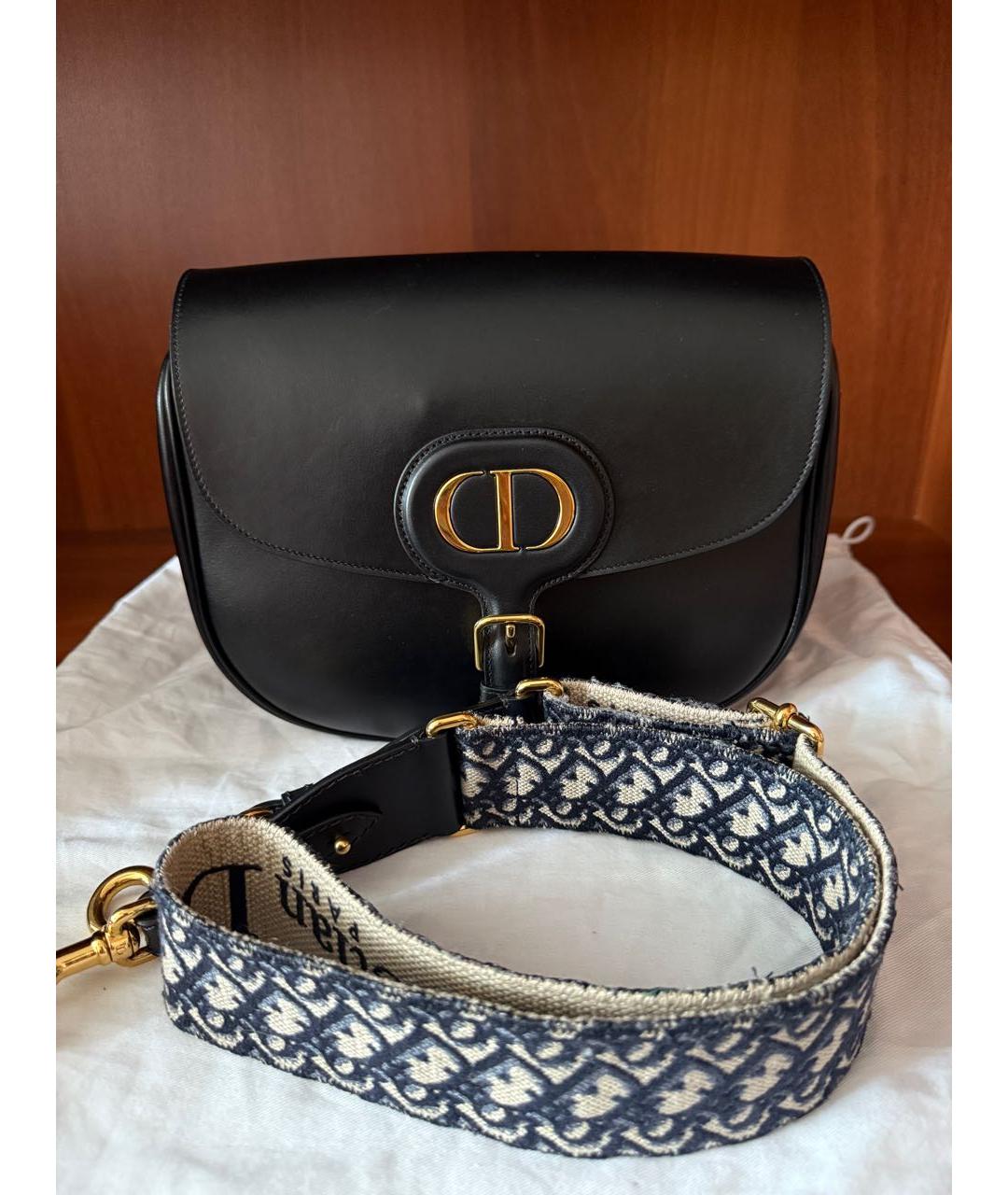 CHRISTIAN DIOR Черная кожаная сумка через плечо, фото 3