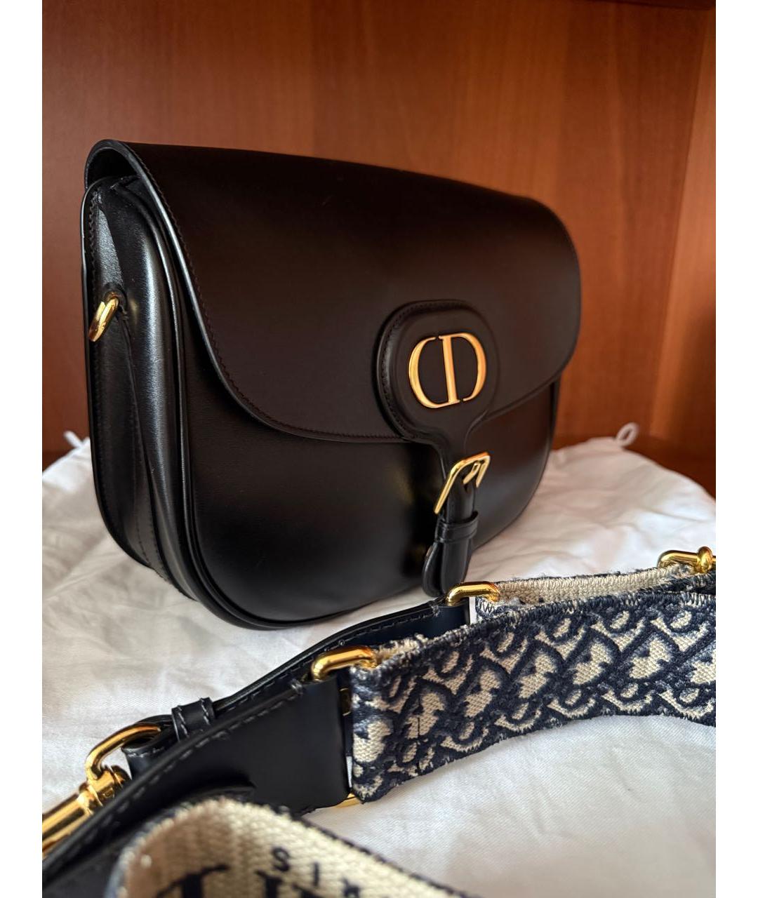 CHRISTIAN DIOR Черная кожаная сумка через плечо, фото 5