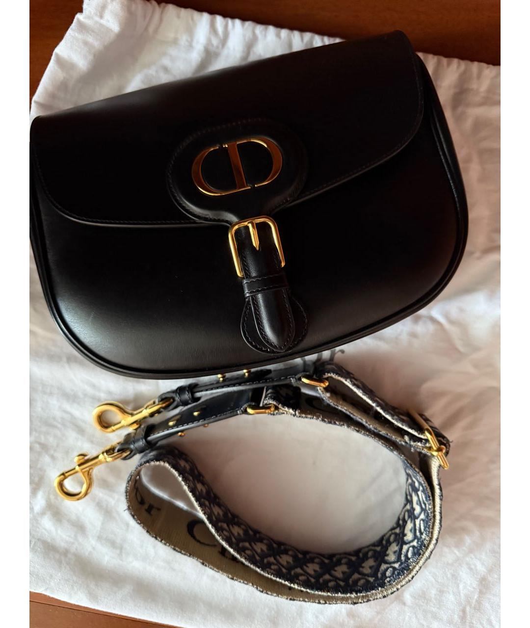 CHRISTIAN DIOR Черная кожаная сумка через плечо, фото 6