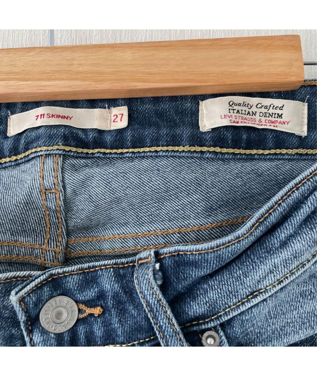 LEVI'S Синие хлопко-полиэстеровые джинсы слим, фото 3