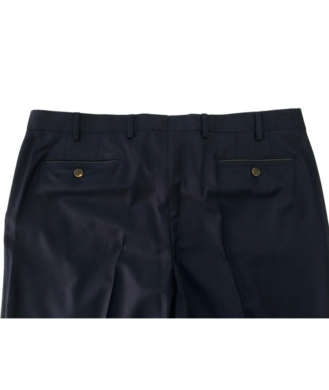 BILANCIONI Темно-синие шерстяные классические брюки, фото 5