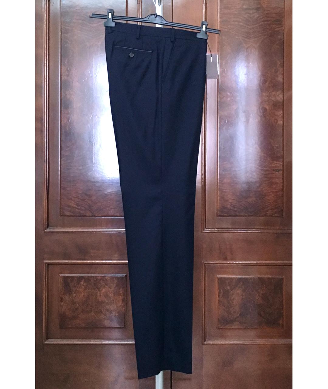 BILANCIONI Темно-синие шерстяные классические брюки, фото 2