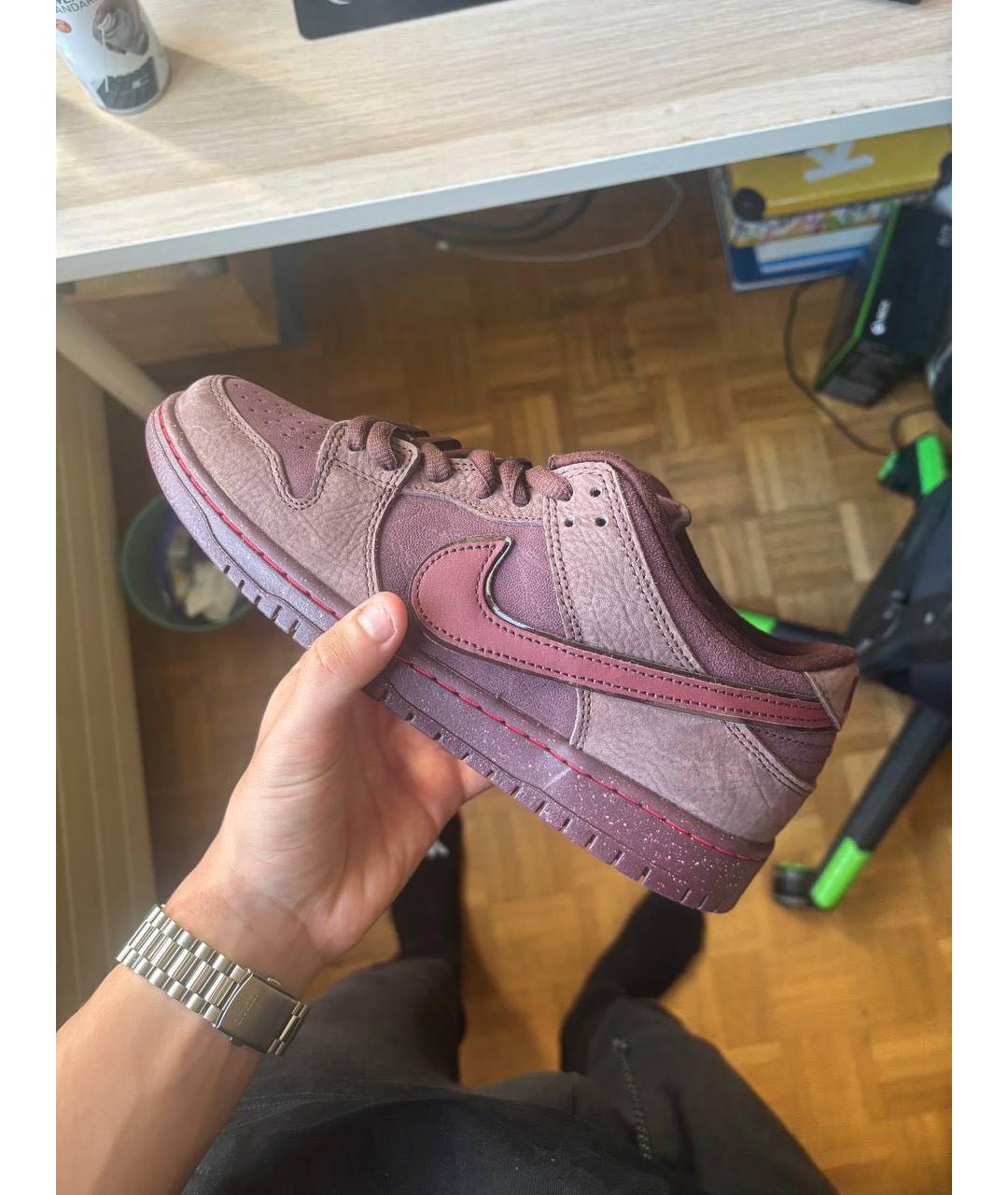 NIKE Бордовые замшевые низкие кроссовки / кеды, фото 5