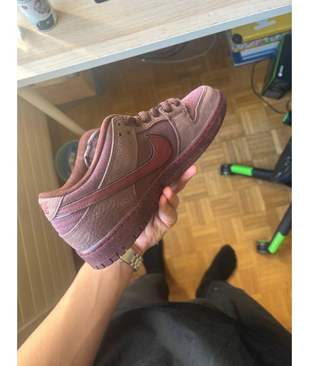 NIKE Бордовые замшевые низкие кроссовки / кеды, фото 2