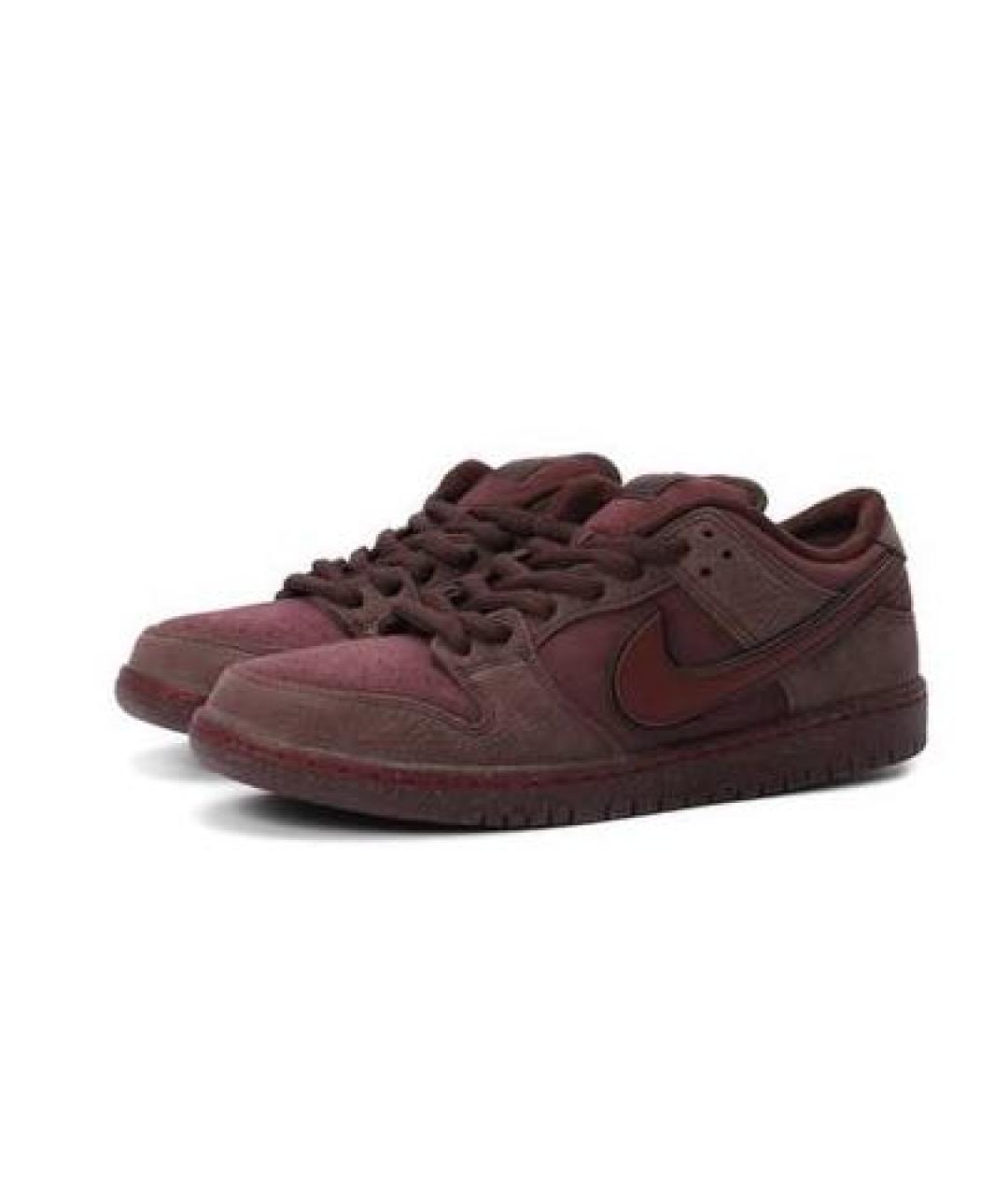 NIKE Бордовые замшевые низкие кроссовки / кеды, фото 4
