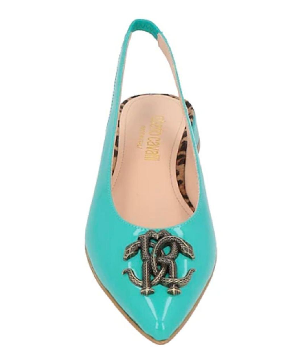 ROBERTO CAVALLI Бирюзовые кожаные мюли, фото 3
