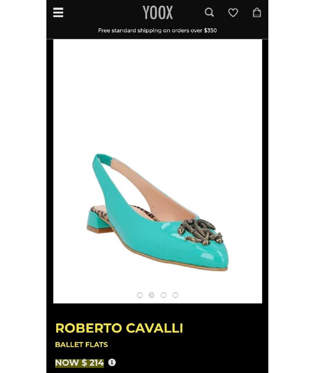 ROBERTO CAVALLI Бирюзовые кожаные мюли, фото 2