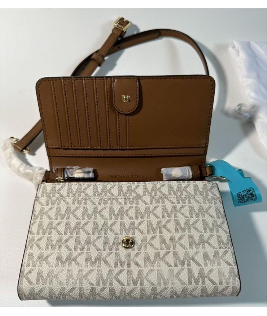 MICHAEL KORS Бежевая кожаная сумка через плечо, фото 3