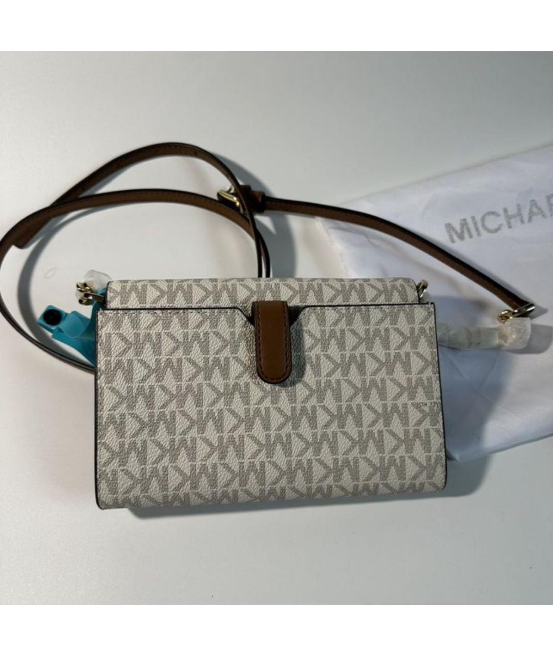 MICHAEL KORS Бежевая кожаная сумка через плечо, фото 2