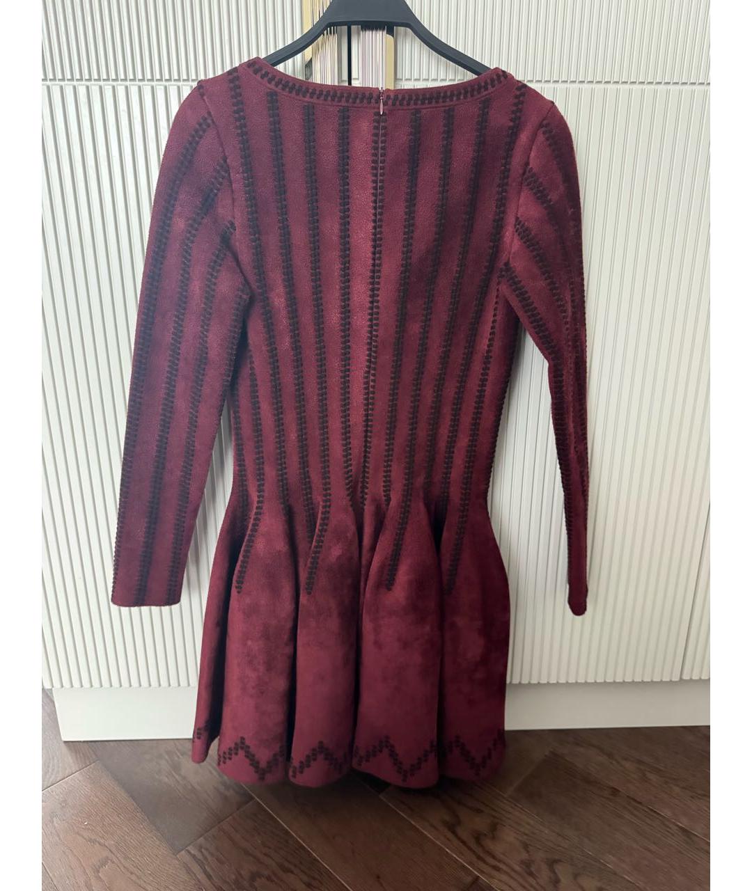 ALAIA Бордовое шерстяное коктейльное платье, фото 2