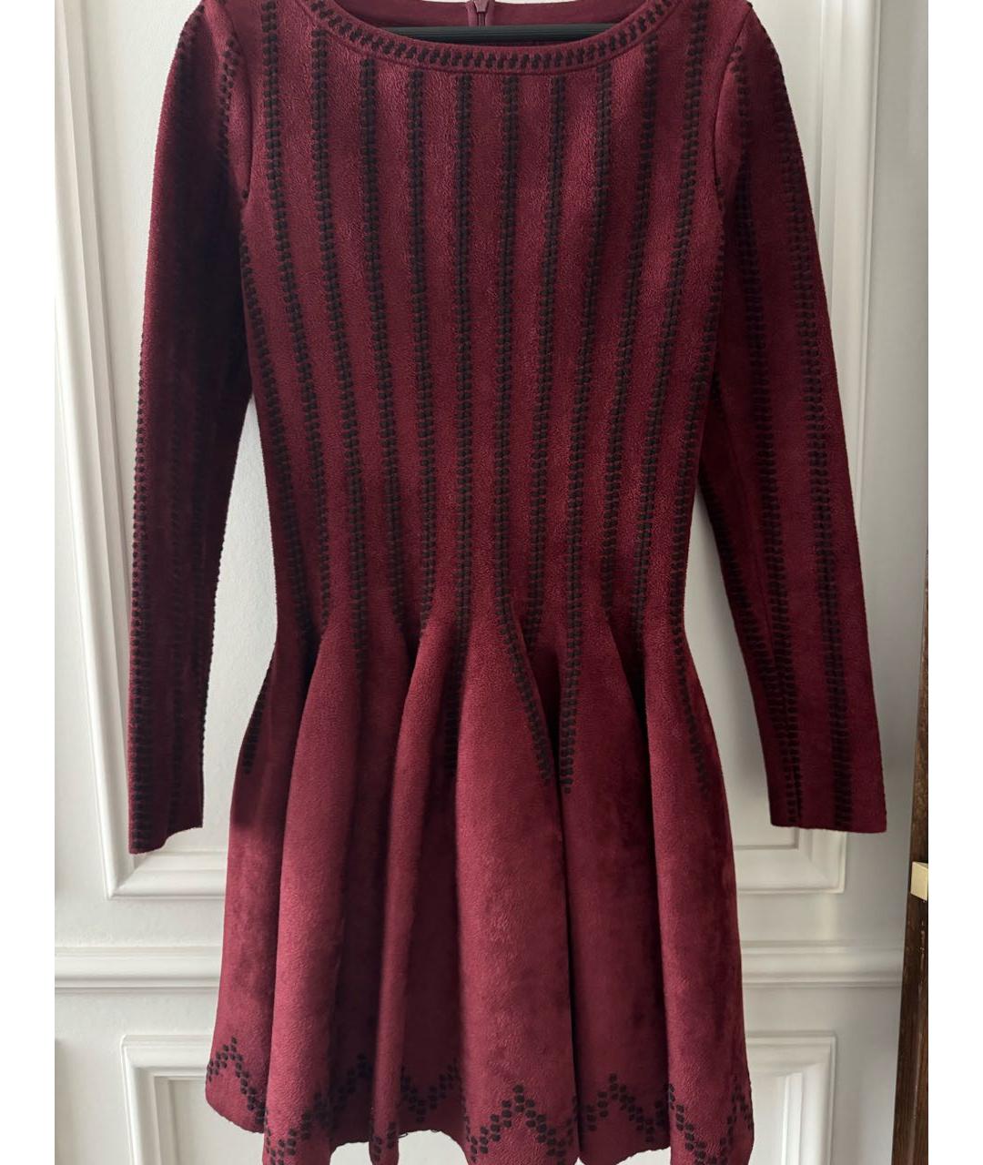 ALAIA Бордовое шерстяное коктейльное платье, фото 6