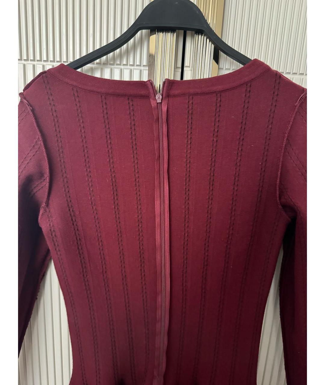 ALAIA Бордовое шерстяное коктейльное платье, фото 4