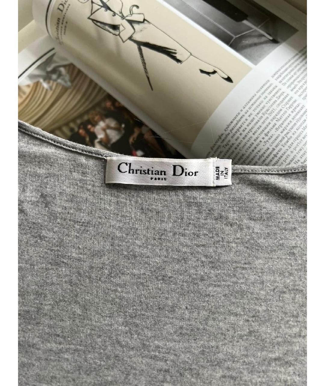 CHRISTIAN DIOR Антрацитовая хлопковая футболка, фото 5