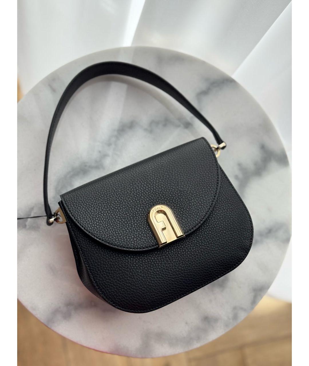 FURLA Черная сумка с короткими ручками из лакированной кожи, фото 5