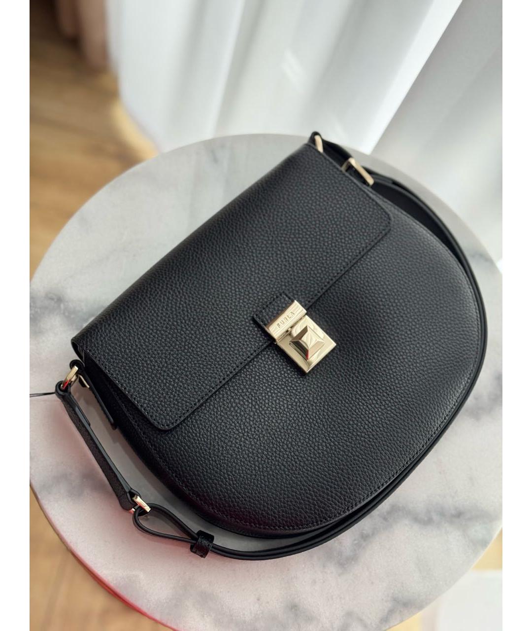 FURLA Черная кожаная сумка с короткими ручками, фото 4