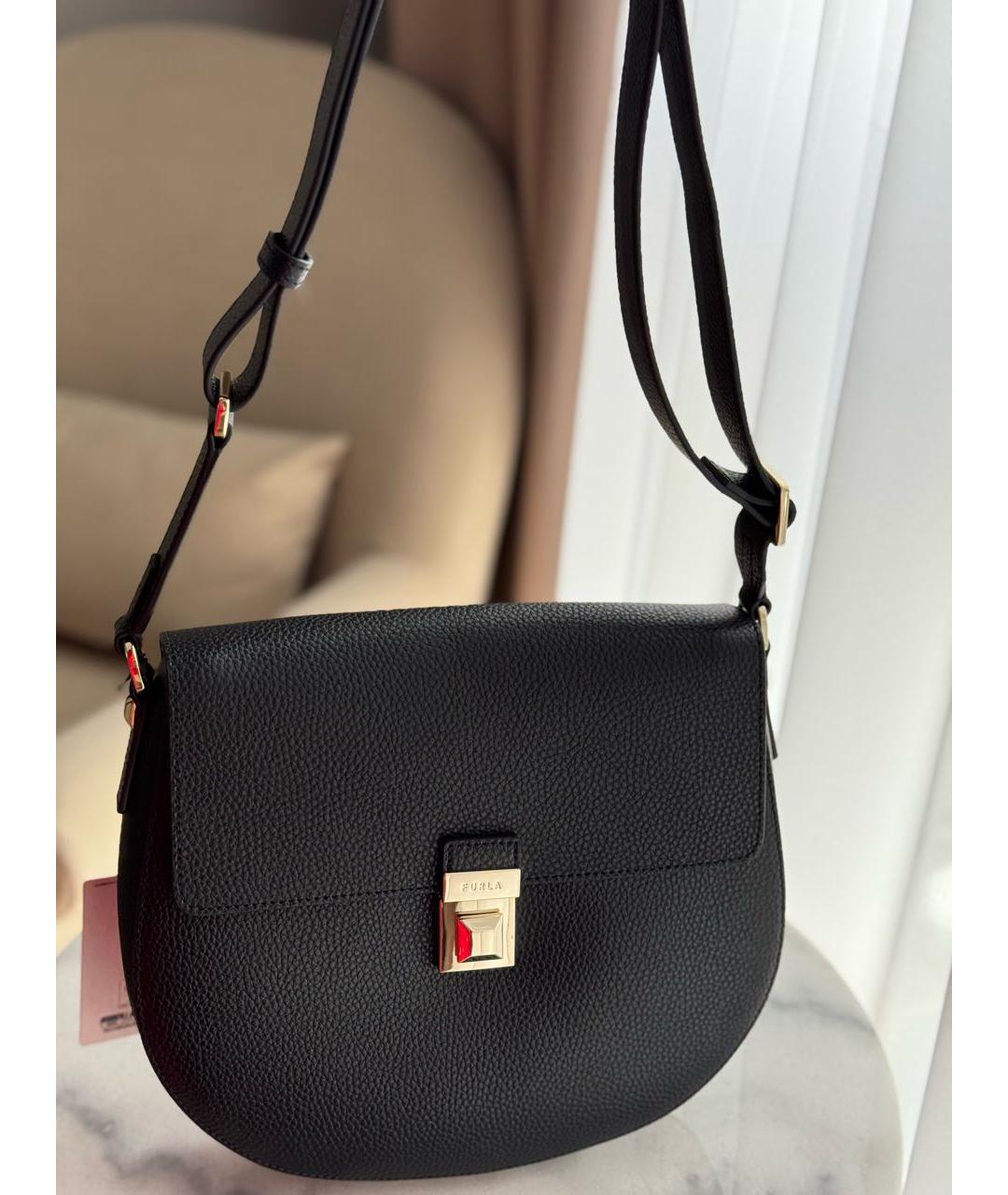 FURLA Черная кожаная сумка с короткими ручками, фото 2