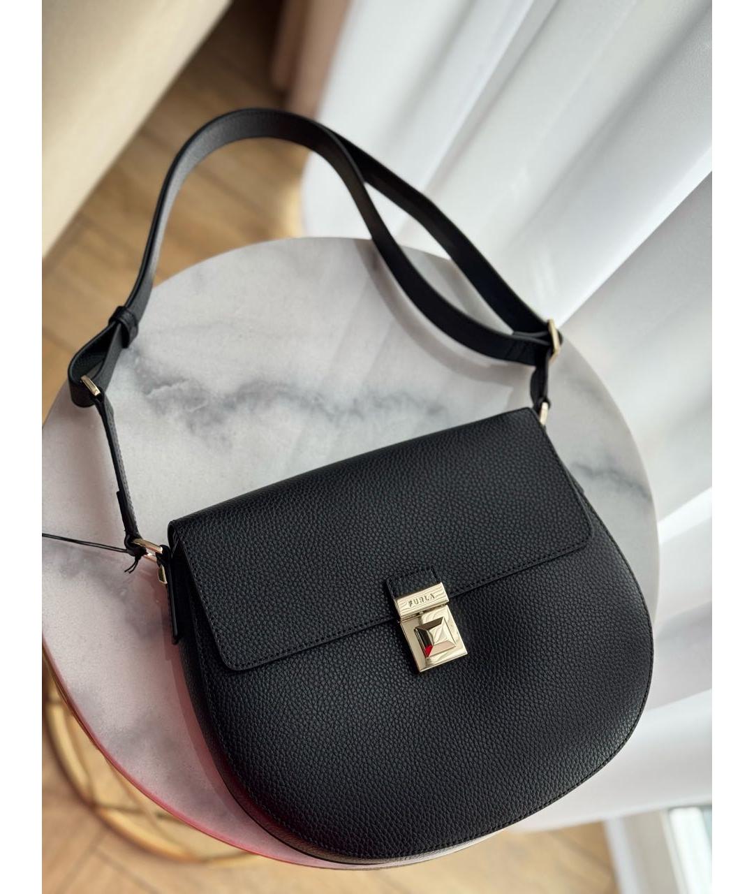 FURLA Черная кожаная сумка с короткими ручками, фото 5