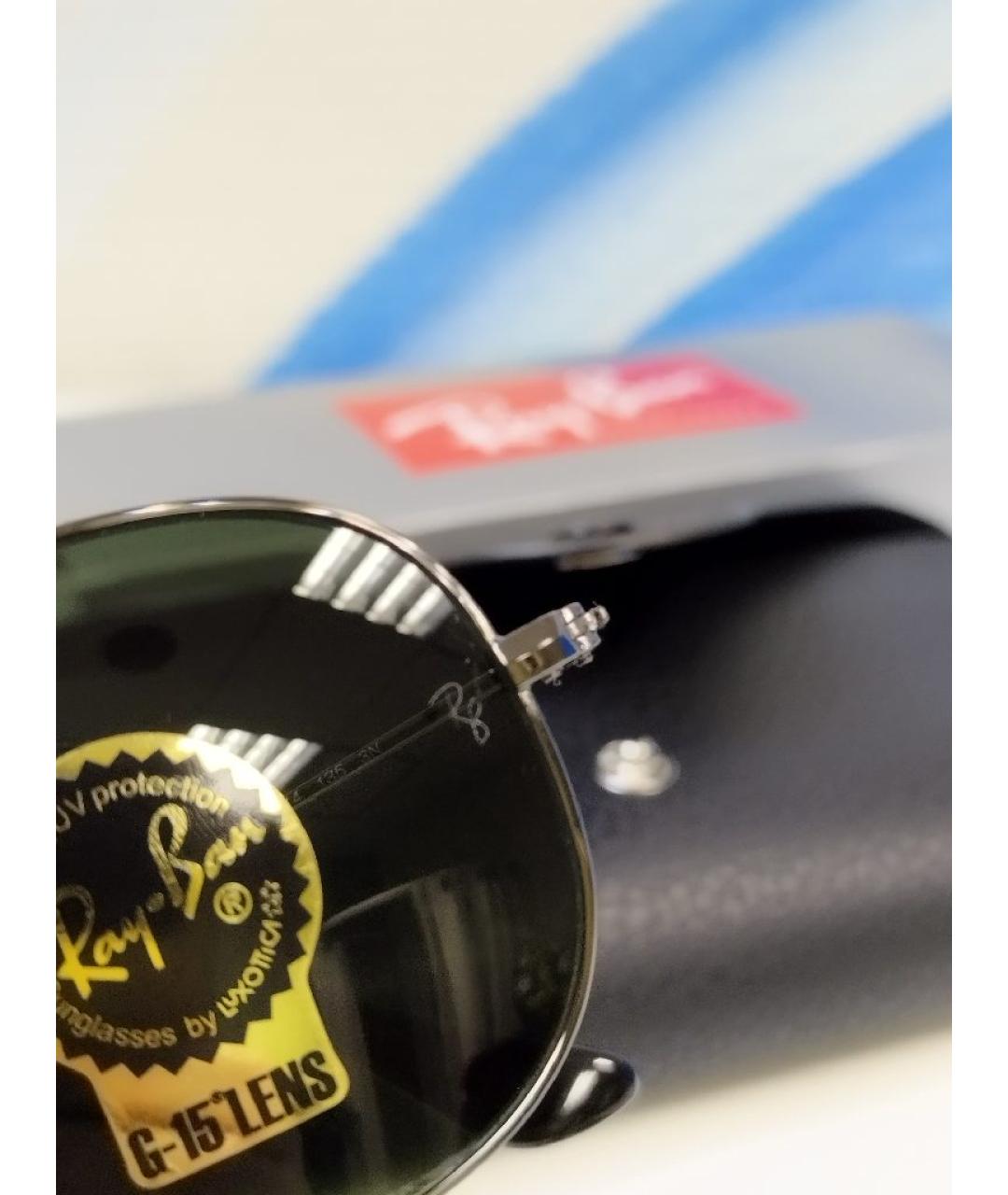 RAY BAN Черные металлические солнцезащитные очки, фото 7