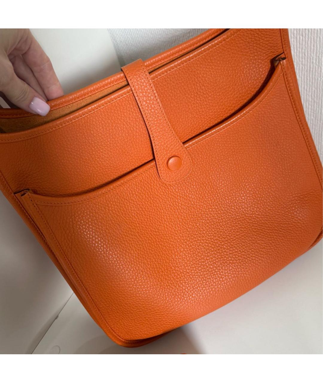 HERMES Оранжевая кожаная сумка через плечо, фото 5