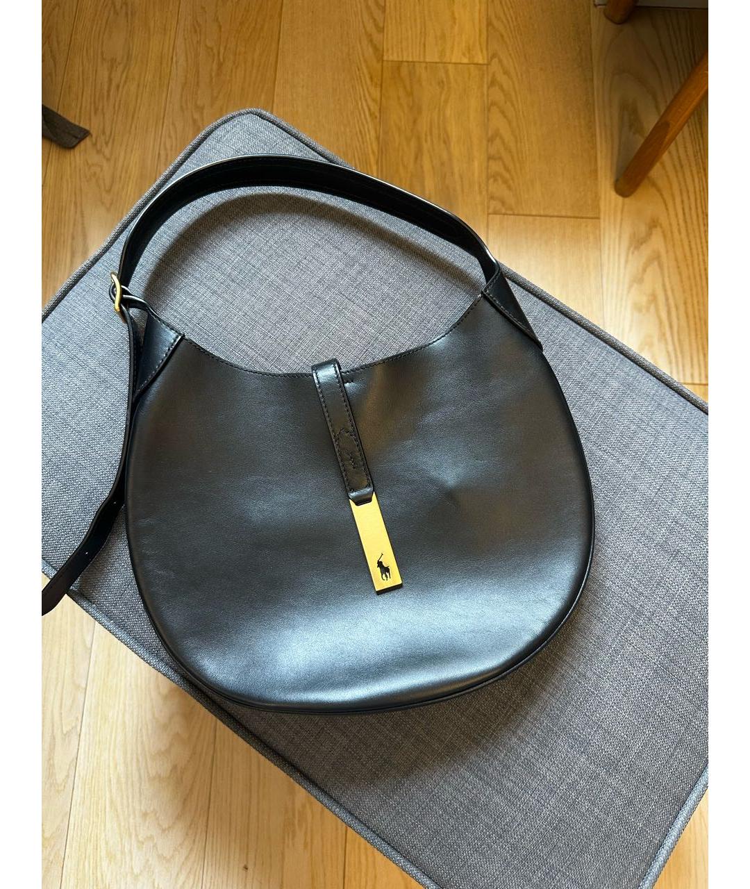 POLO RALPH LAUREN Черная кожаная сумка с короткими ручками, фото 5