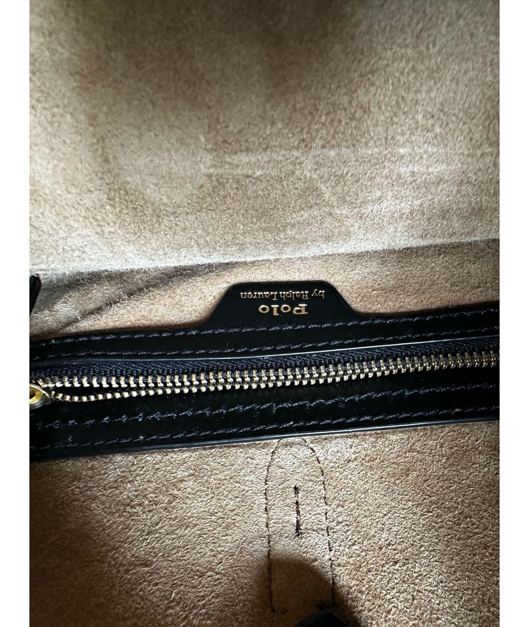 POLO RALPH LAUREN Черная кожаная сумка с короткими ручками, фото 3