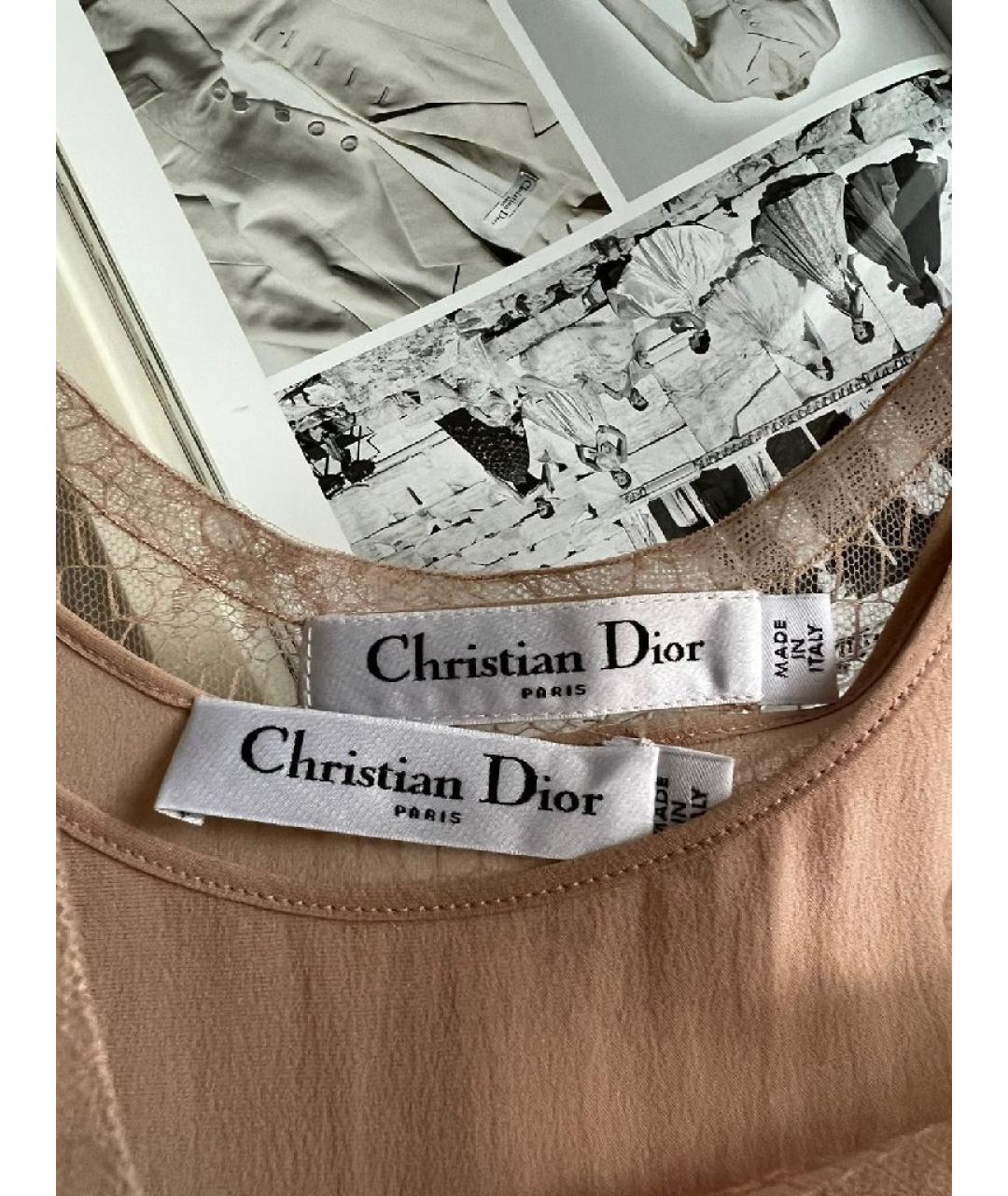 CHRISTIAN DIOR Оранжевая шелковая майка, фото 4