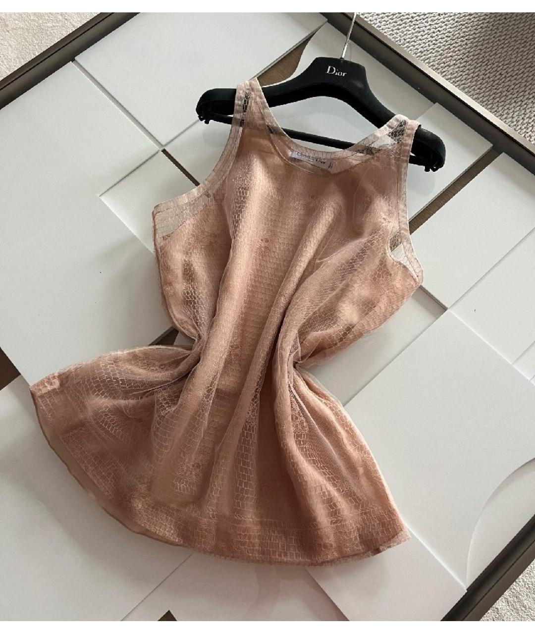 CHRISTIAN DIOR Оранжевая шелковая майка, фото 9