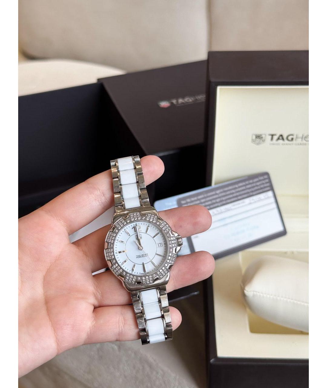 TAG HEUER Белые металлические часы, фото 4