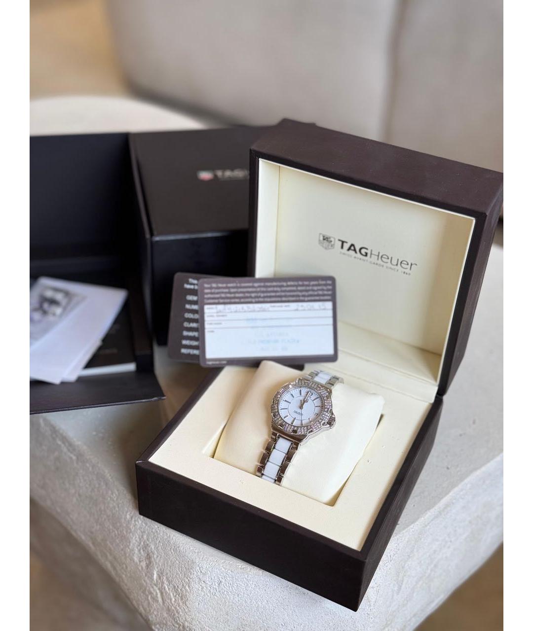 TAG HEUER Белые металлические часы, фото 5