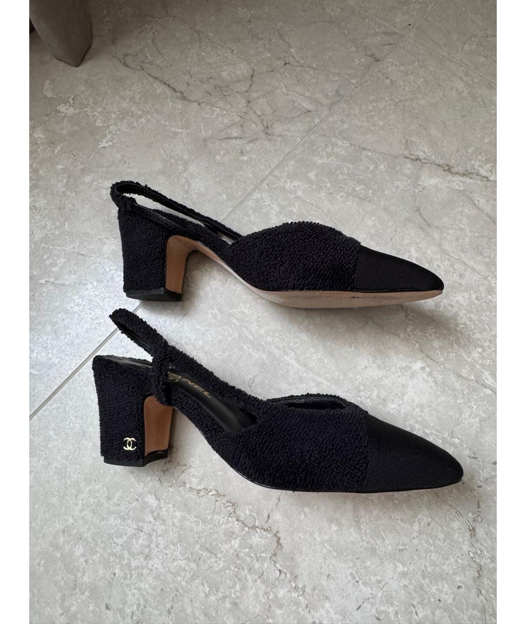 CHANEL Черные текстильные туфли, фото 8
