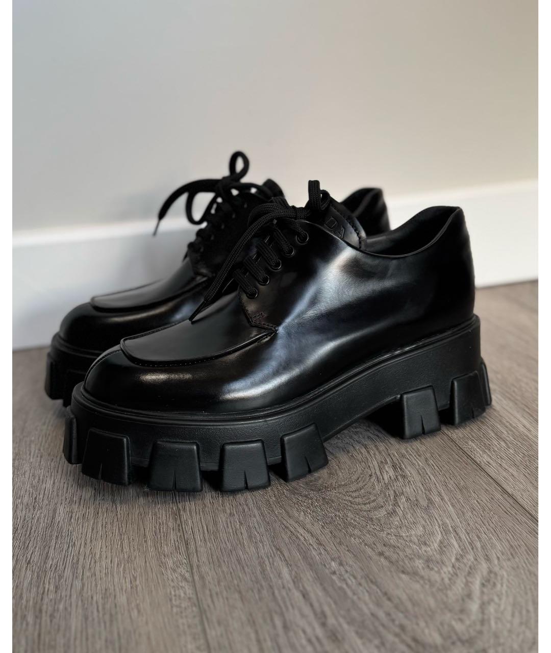 PRADA Черные кожаные брогги и оксфорды, фото 3