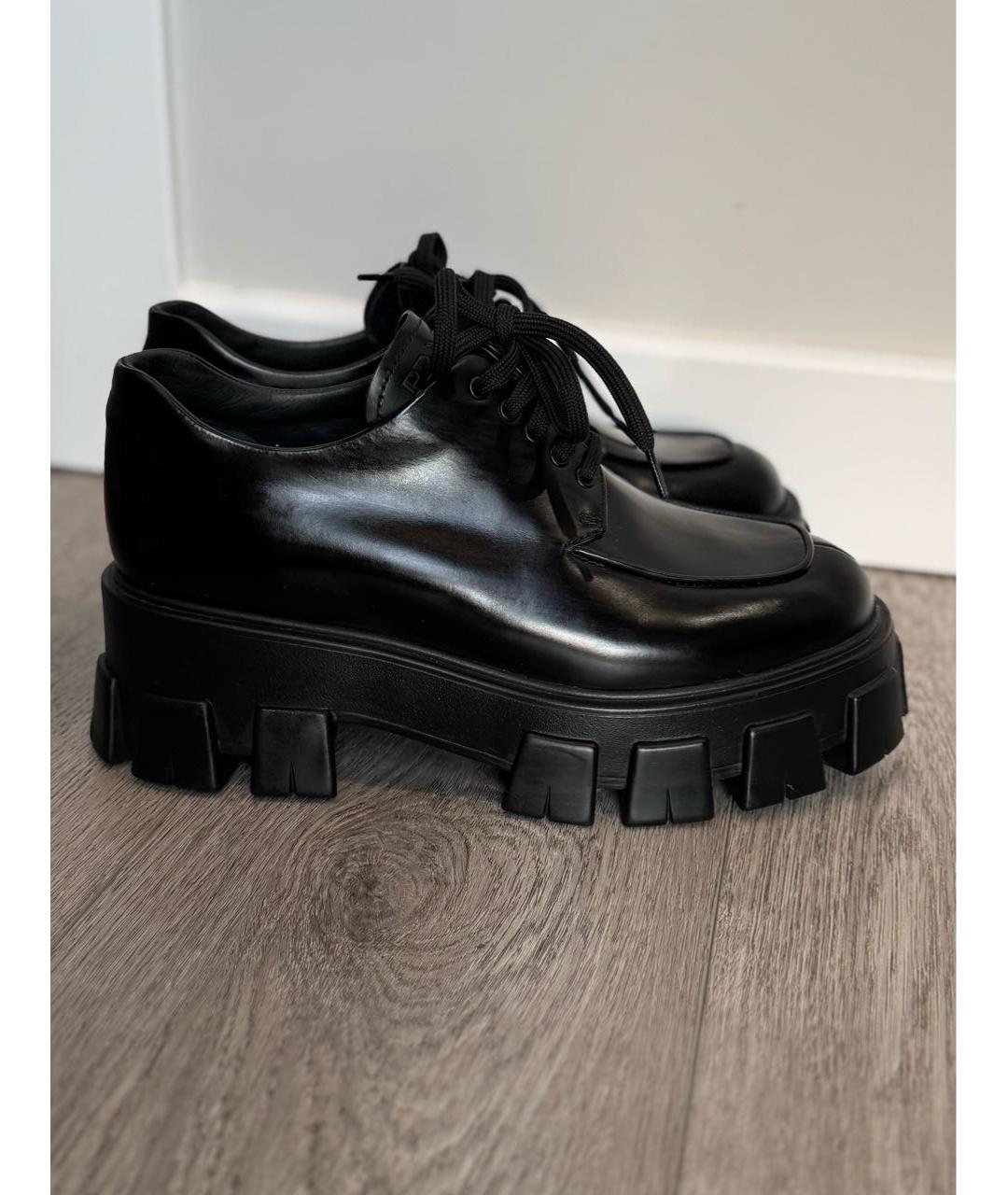 PRADA Черные кожаные брогги и оксфорды, фото 2