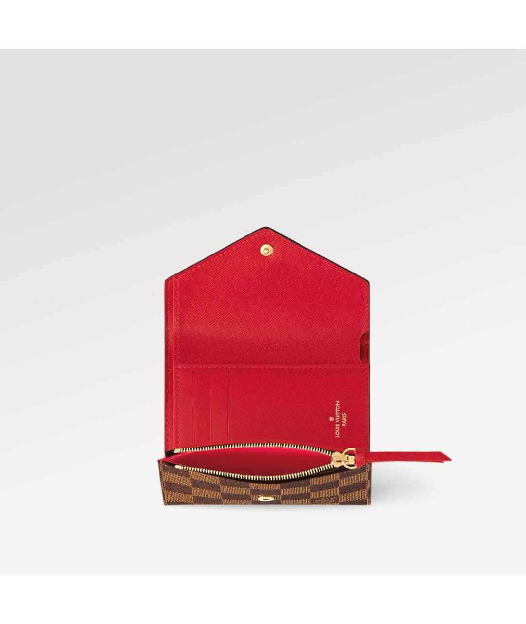LOUIS VUITTON Коричневый кожаный кошелек, фото 4