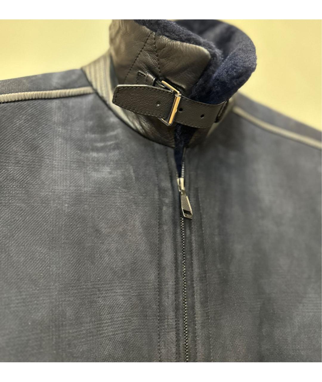 BRIONI Темно-синяя меховая дубленка/шуба, фото 8