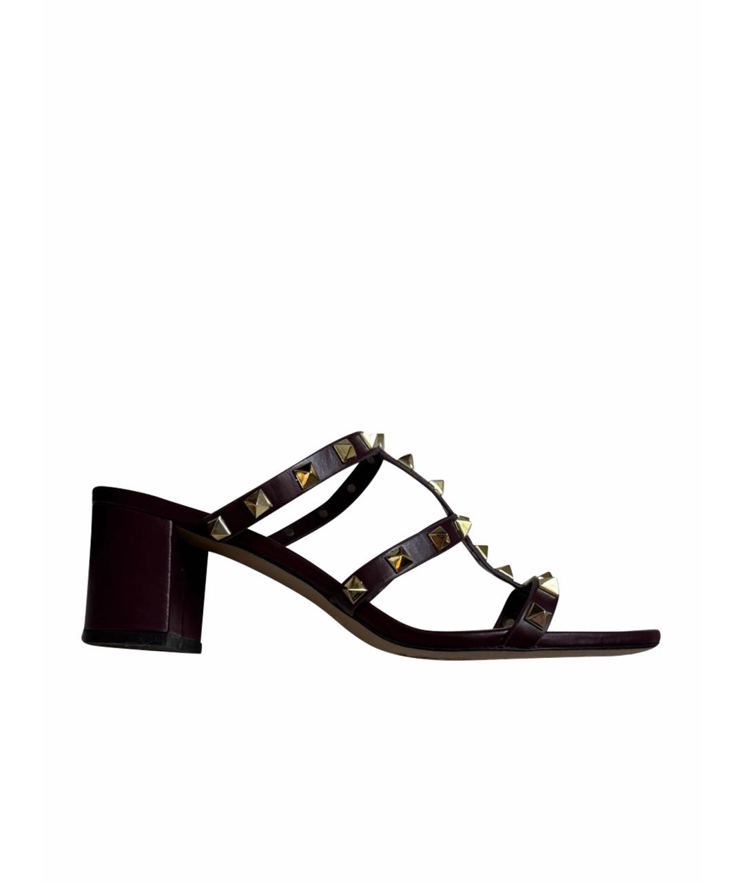 VALENTINO Фиолетовые кожаные мюли, фото 1