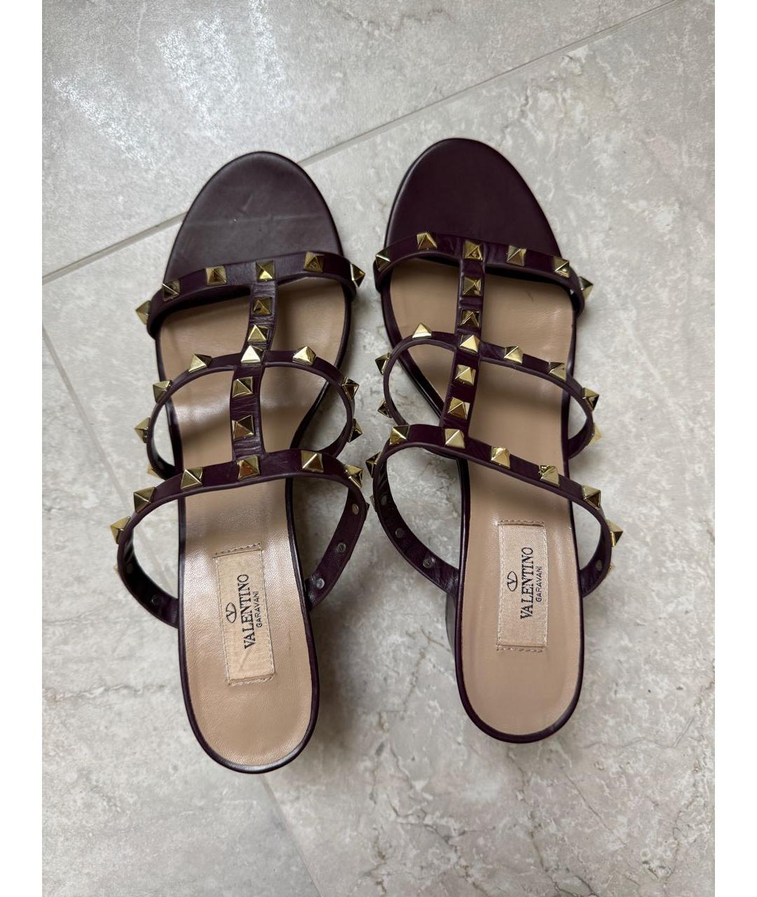 VALENTINO Фиолетовые кожаные мюли, фото 3