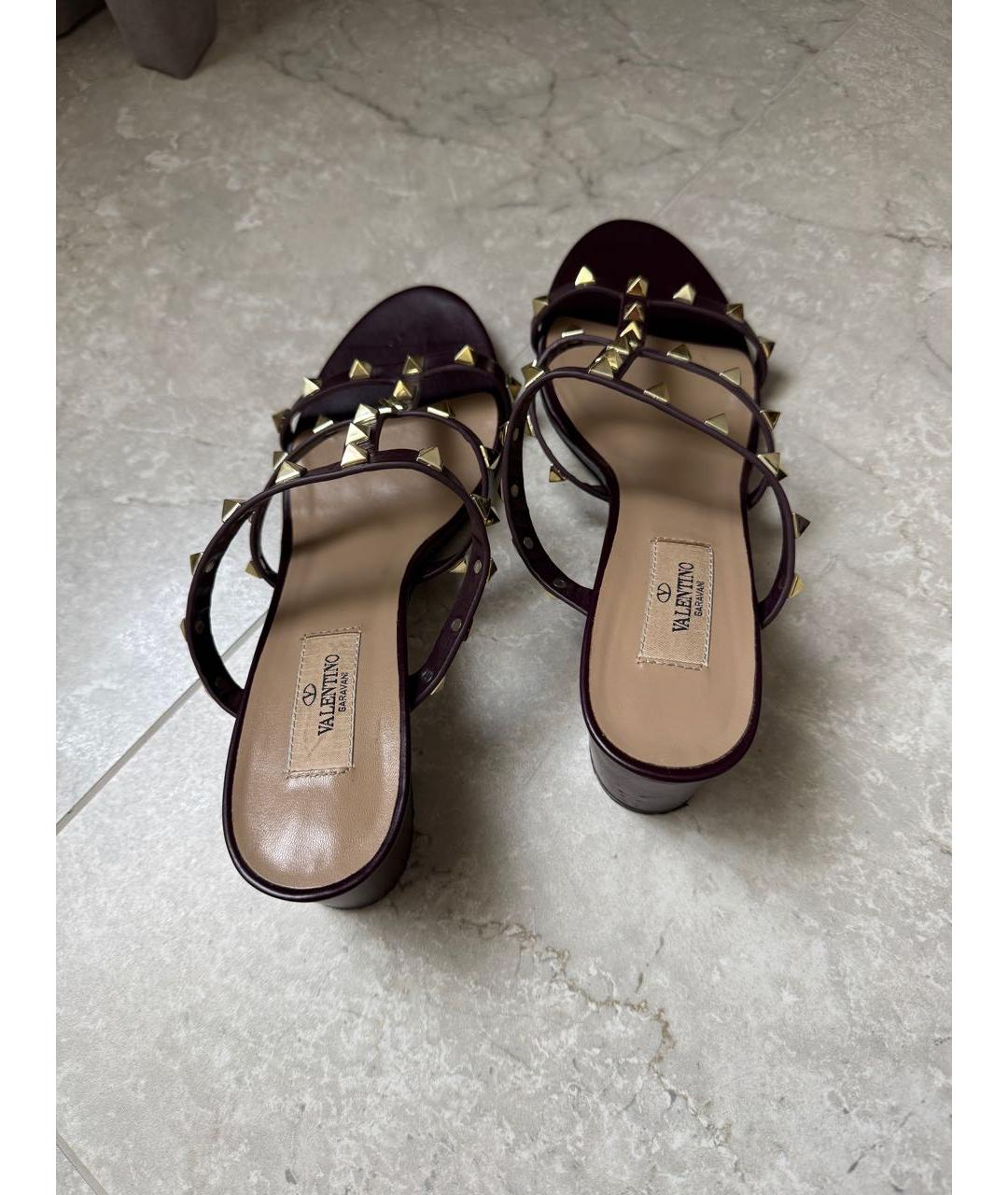 VALENTINO Фиолетовые кожаные мюли, фото 4