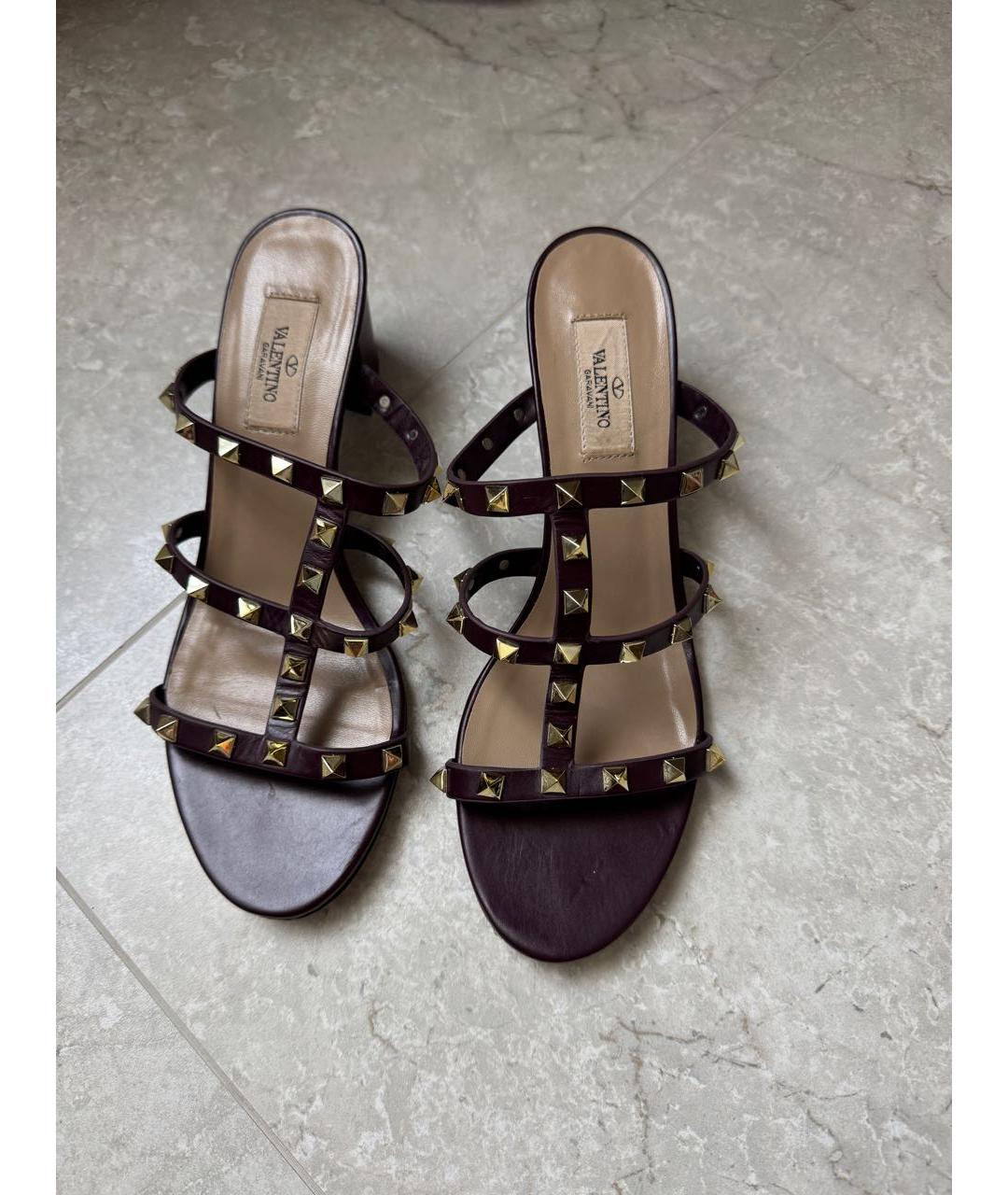 VALENTINO Фиолетовые кожаные мюли, фото 2