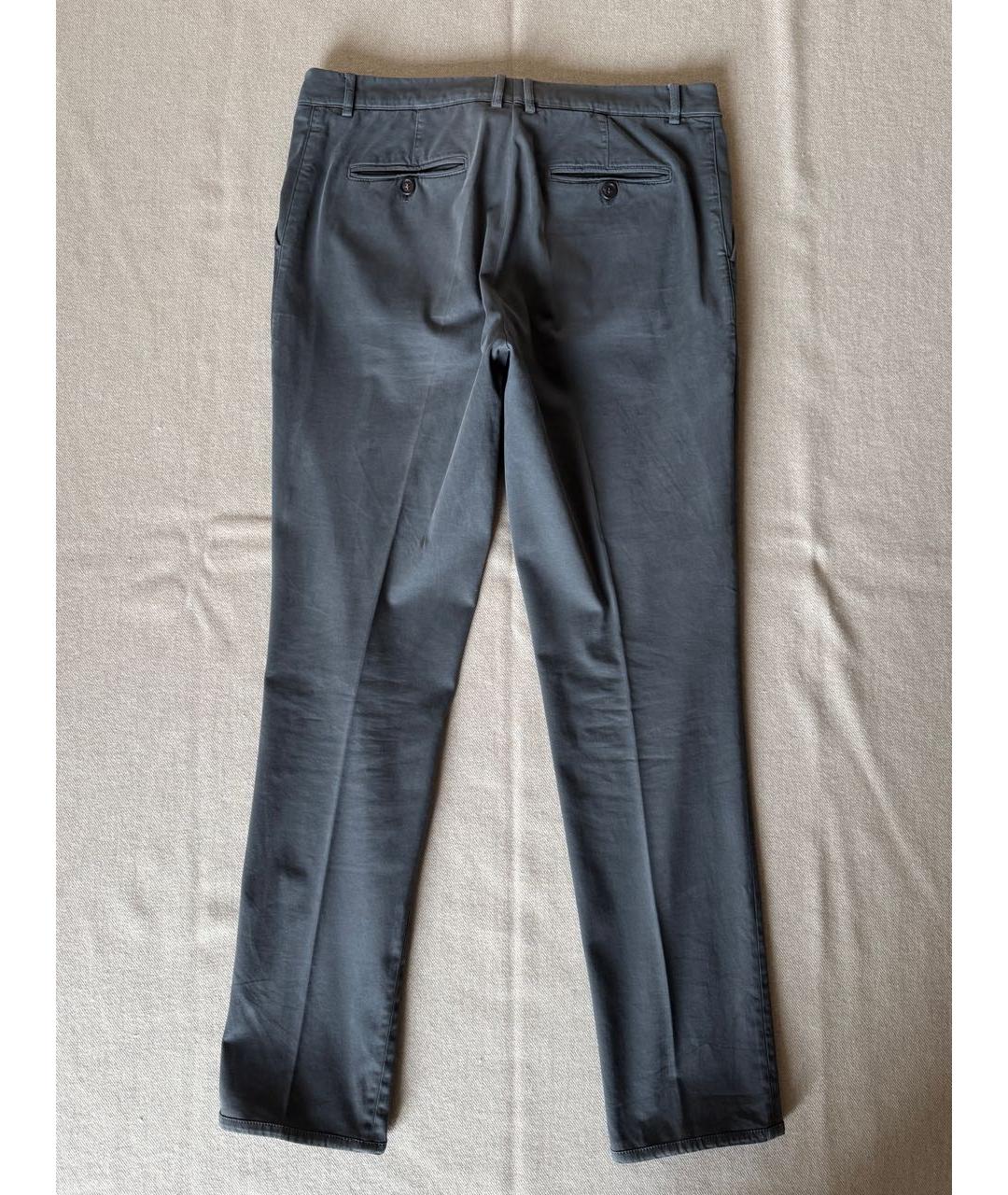 BRUNELLO CUCINELLI Антрацитовые хлопко-эластановые классические брюки, фото 2