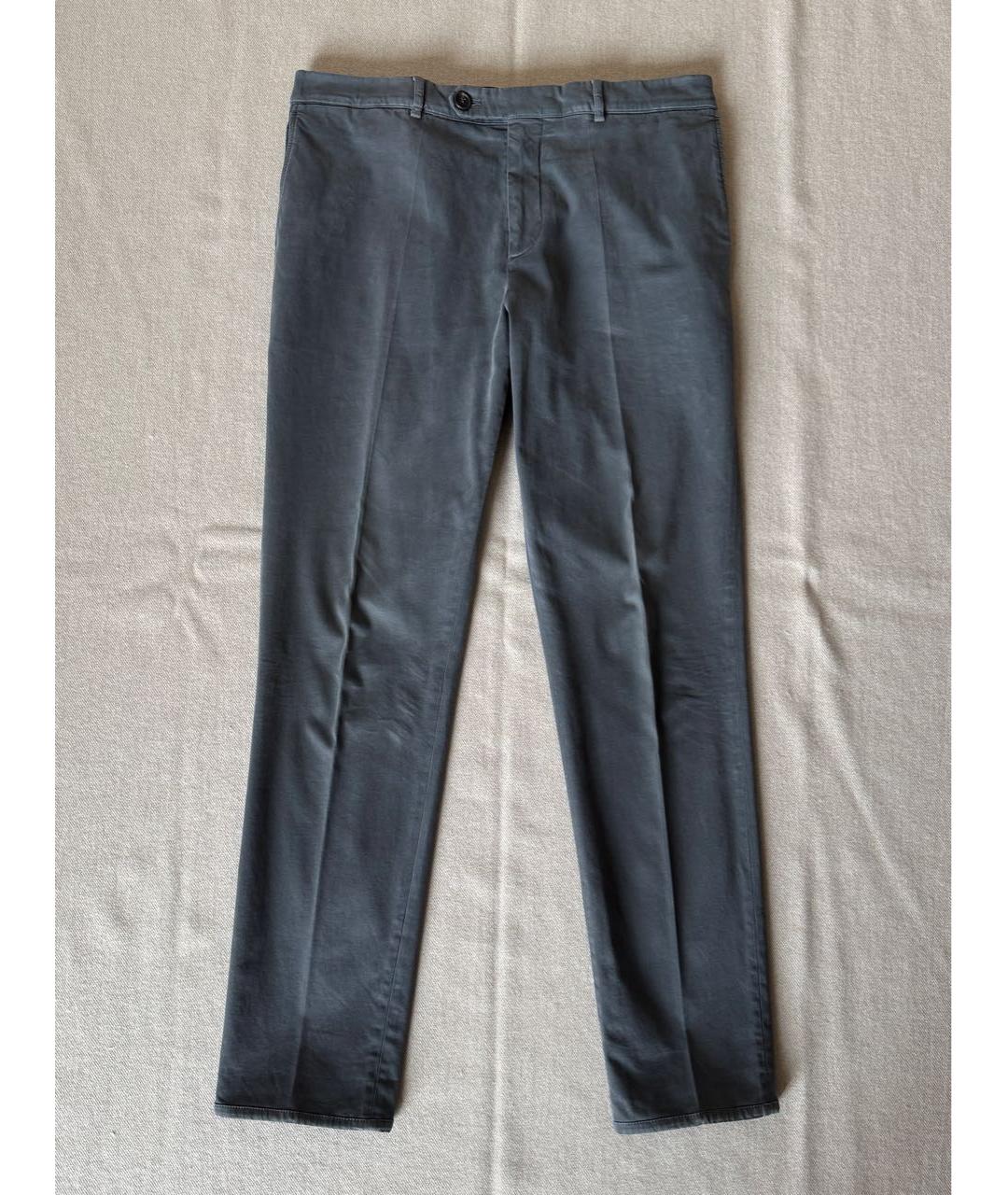 BRUNELLO CUCINELLI Антрацитовые хлопко-эластановые классические брюки, фото 9