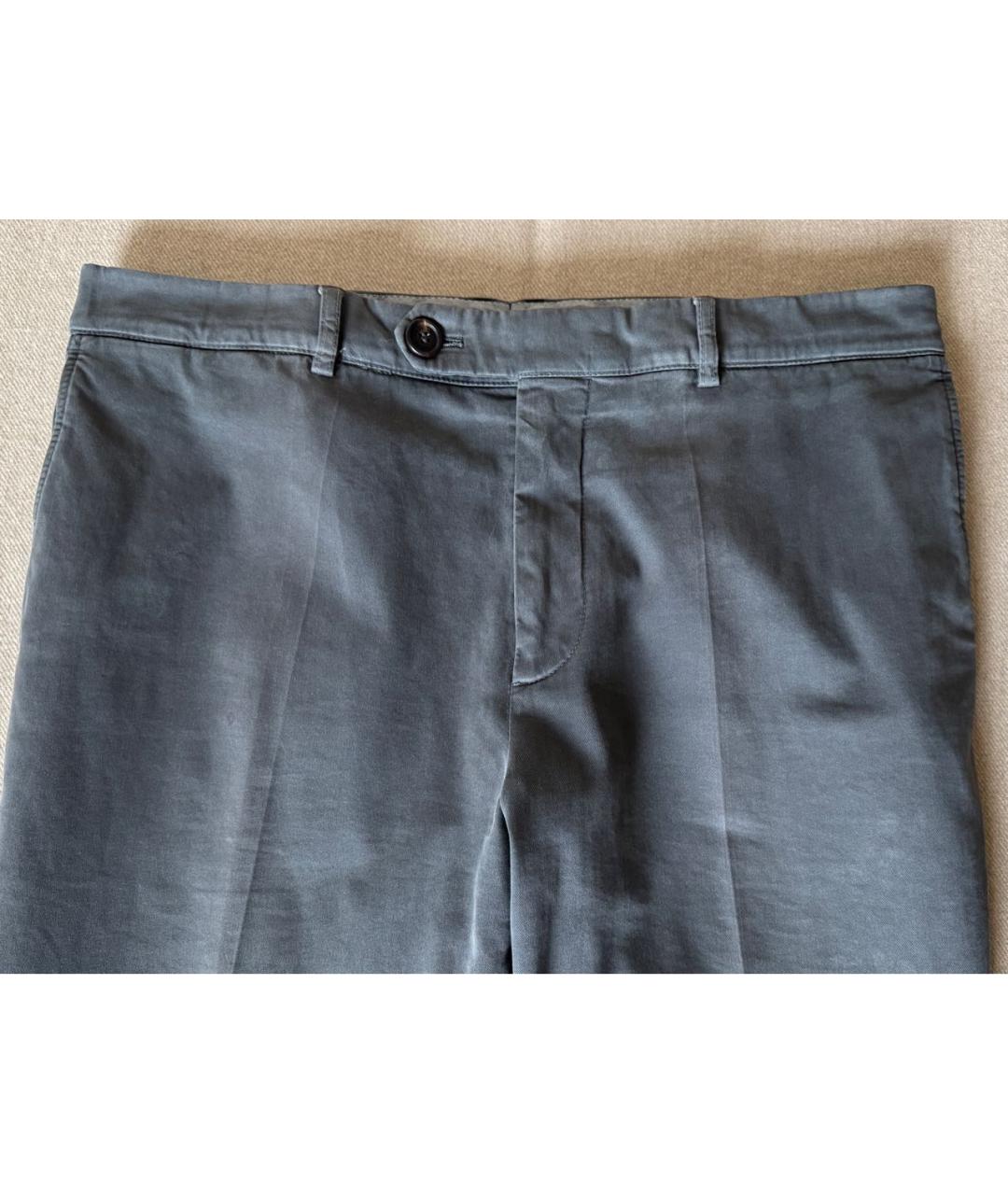 BRUNELLO CUCINELLI Антрацитовые хлопко-эластановые классические брюки, фото 5