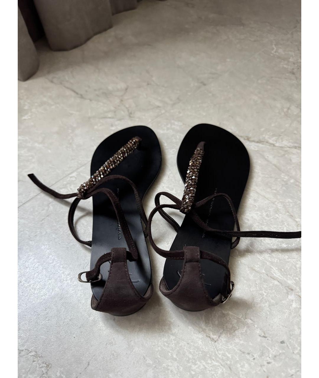 GIUSEPPE ZANOTTI DESIGN Коричневые замшевые сандалии, фото 3