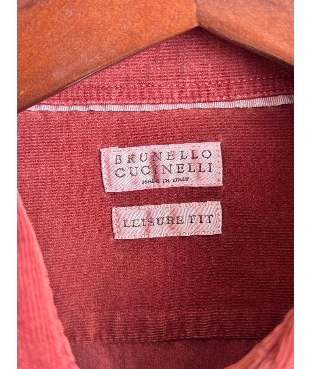 BRUNELLO CUCINELLI Бордовая кэжуал рубашка, фото 3