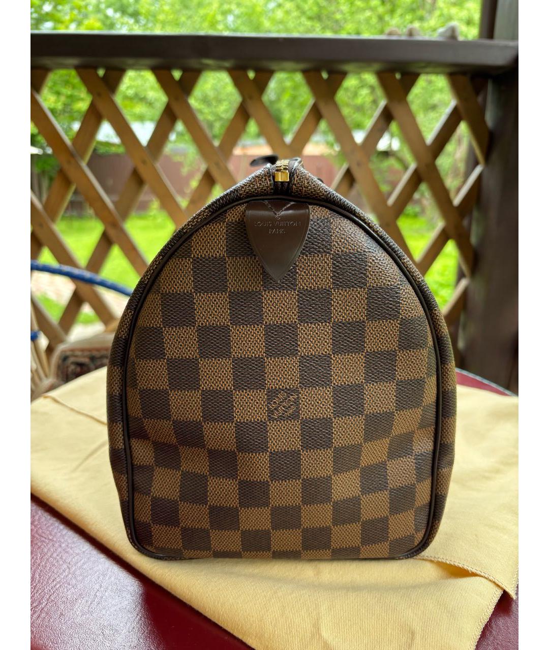 LOUIS VUITTON Коричневая сумка с короткими ручками из искусственной кожи, фото 5