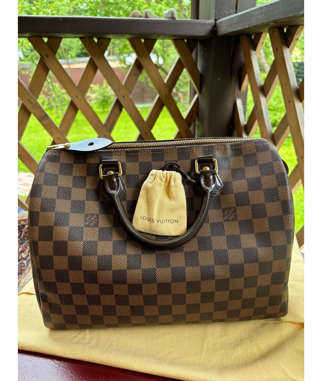 LOUIS VUITTON Коричневая сумка с короткими ручками из искусственной кожи, фото 2