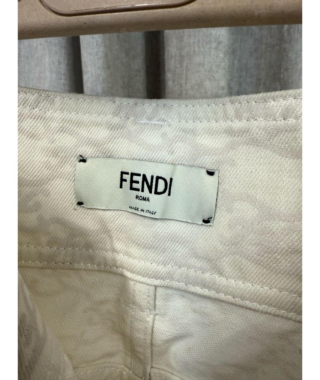 FENDI Белые джинсы слим, фото 4