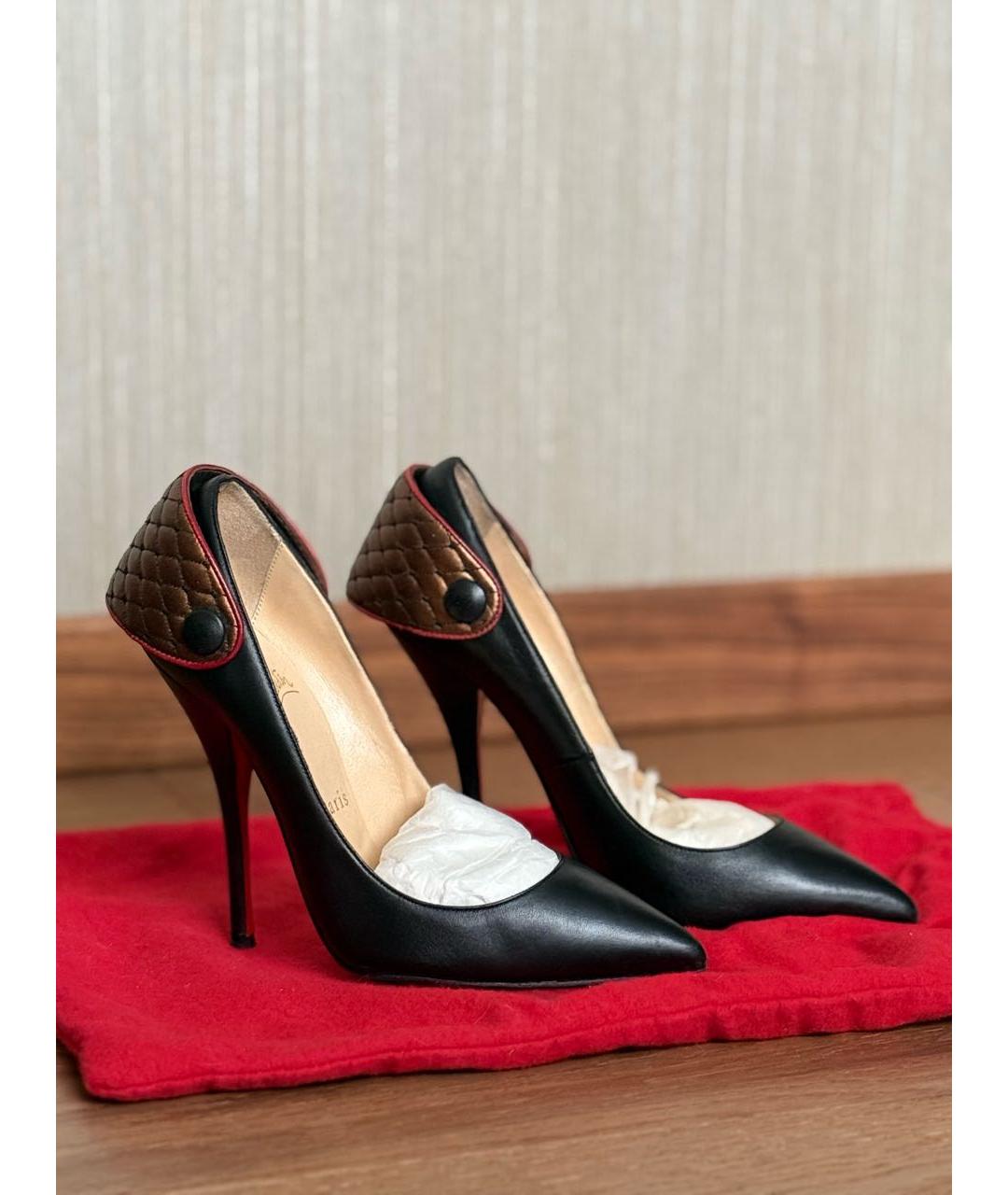 CHRISTIAN LOUBOUTIN Черные кожаные туфли, фото 2