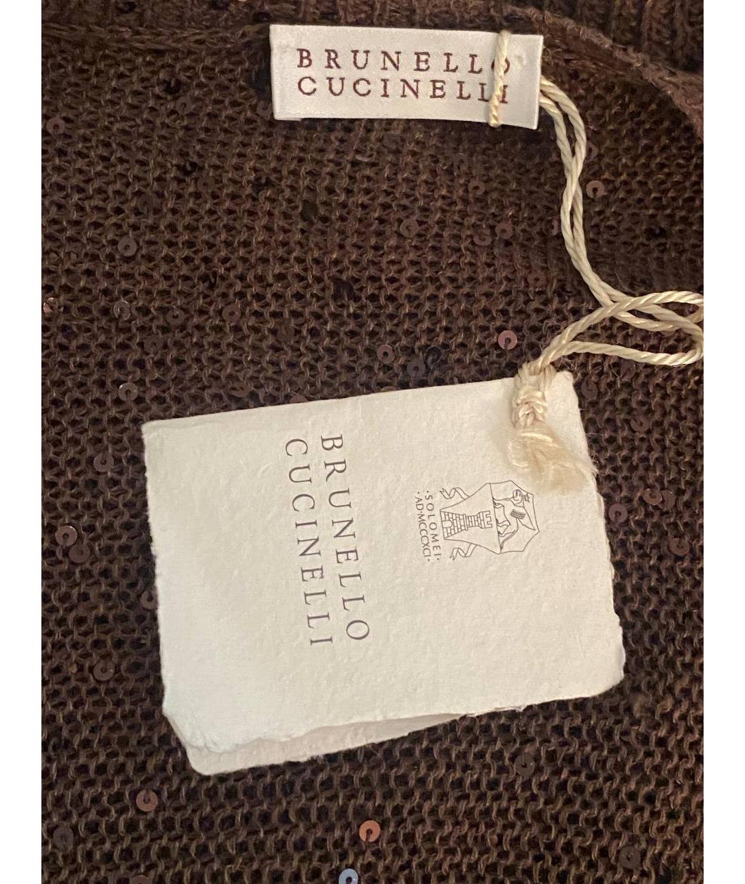 BRUNELLO CUCINELLI Коричневый льняной джемпер / свитер, фото 3