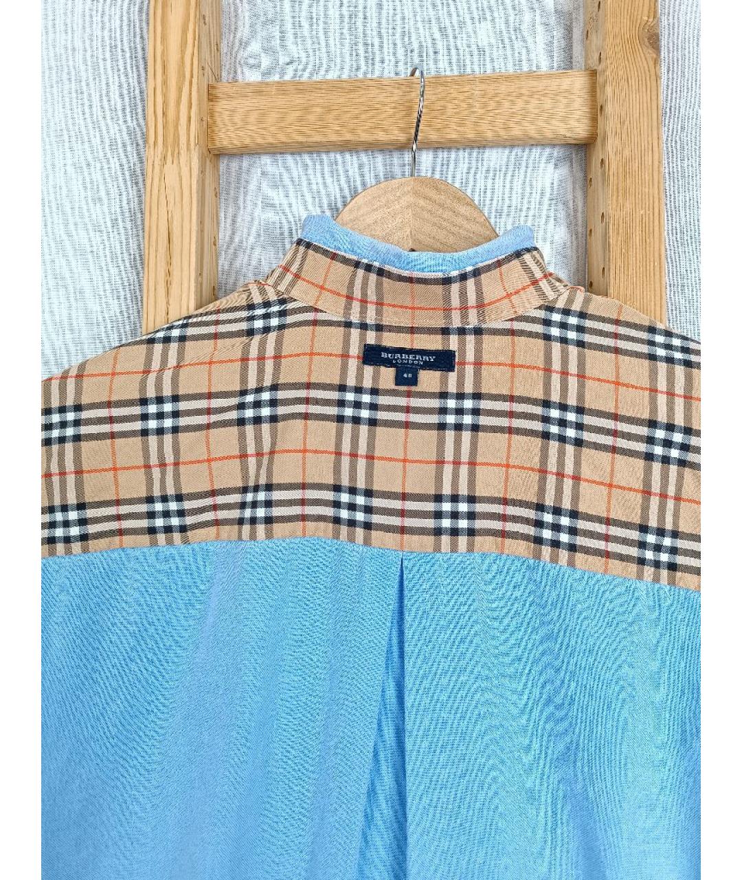 BURBERRY Голубая хлопковая кэжуал рубашка, фото 3